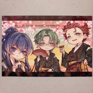 Ensemble Stars Akatsuki Kuro Kiryu/Hasumi Keito/Kanzaki Souma 4x6 glitter scintillanti Kira Kira cartolina mini stampa