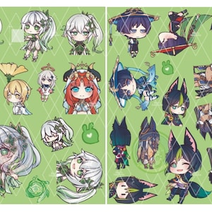 Hikari【Clearance】Genshin Impact Chibi 6x8 full sheet of Sumeru Tighnari Cyno Wanderer Scaramouche Nahida Lumine Nilou chibi Sticker set