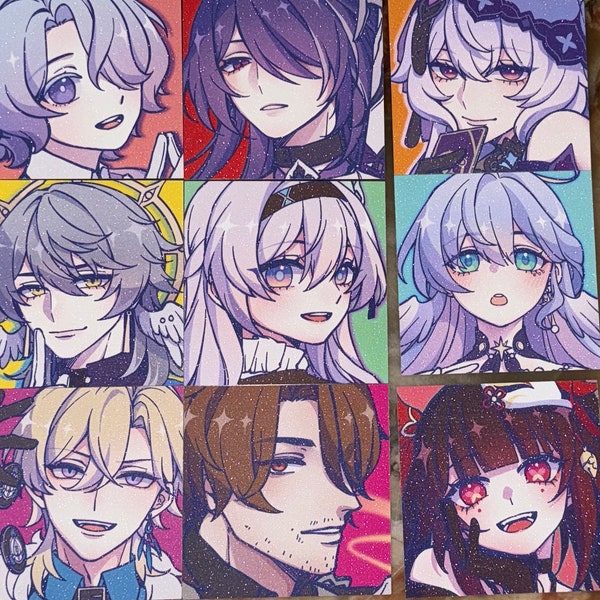 Hikari【Pre-Order】Honkai Star Rail 3” Misha/Robin/Sunday/Black Swan/Aventurine/Sparkle/Firefly/Gallagher/Acheron sparkling art print postcard