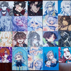 Hikari-Genshin Impact 4" Fontaine Neuvillette Furina Clorinde Capitano Albedo Dottore Scaramouche Robin Ayaka stampa artistica glitterata cartolina