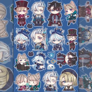 Hikari【Clearance】Genshin Impact 6x8 full sheet Fontaine Neuvillette Wriothesley Lyney Lynette Freminet Furina chibi sticker set