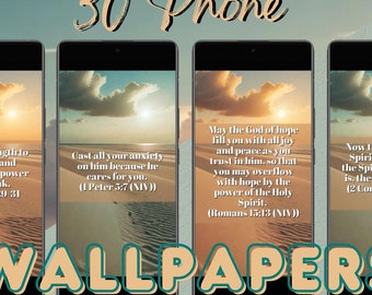 30 fonds d'écran de la Bible pour téléphone : citations chrétiennes inspirantes (téléchargement numérique)