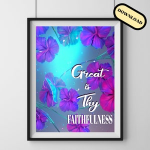 Great Is Thy Faithfulness Wall Art | Digital Download | Modern Decor | Christian Home Decor | Christian Print | Design #957