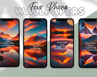 Fond d'écran de téléphone Golden Sunset : Faith Christian pour iPhone (lot de 4) (téléchargement numérique)