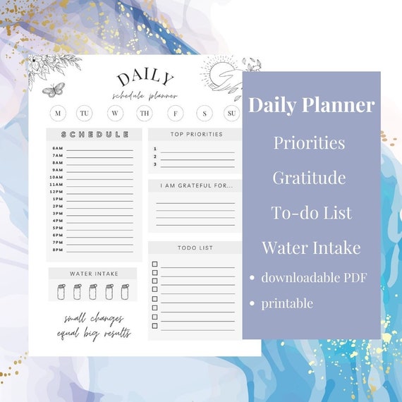 Daily Printable Schedule Printable Downloadable Positivity - Etsy