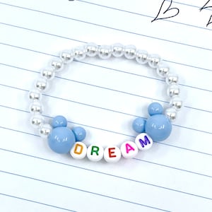 DREAM Pastel Blue Mickey Ears Disney-Inspired Bracelet - USA Handmade - Cute Friendship Bracelets - Cute Kids Gift - Disney Trip Essentials