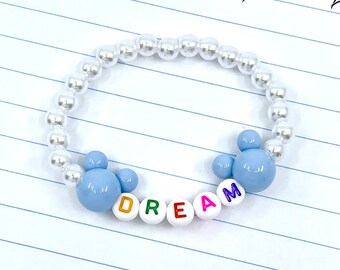 DREAM Pastel Blue Mickey Ears Pulsera inspirada en Disney - Hecho a mano en EE.UU. - Pulseras de amistad lindas - Regalo lindo para niños - Disney Trip Essentials