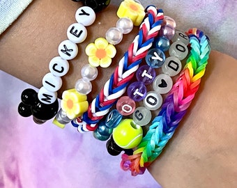 Pulseras de amistad arco iris hechas a mano - regalo lindo para niños - pulsera de amistad arco iris brillante - pulsera para niñas - pulseras a juego