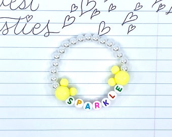 Sparkle Gelb Mickey Ohren Disney-inspiriertes Armband - USA Handgemacht - Niedliche Freundschaftsarmbänder - Niedliches Kinder Geschenk - Disney Trip Essentials