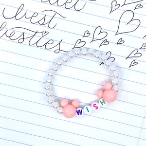 WISH Pastel Coral Mickey Ears Disney-Inspired Bracelet - USA Handmade - Cute Friendship Bracelets - Cute Kids Gift - Disney Trip Essentials