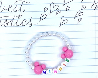 MINNIE パステルミニー耳ディズニー風ブレスレット - 米国製ハンドメイド - かわいい友情ブレスレット - かわいい子供用ギフト - ディズニー旅行の必需品