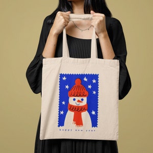 Christmas Tote bag- Snowman tote bag Friendly Bag, Christmas Gift, Cotton Tote Bag, Merry Christmas, Gift For Her, Vacation Tote