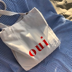 Canvas Tote Bag - Oui French Quote Art Print - Oui French Tote Bag - French Tote Bag - Oui Tote Bag