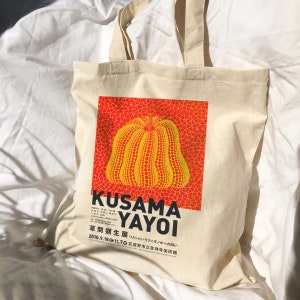Kusama Yayoi Exhibition Tote Bag - Canvas Tote Bag- Yayoi Kusama Pumpkin -Aesthetic Tote Bag | Shopping Bag | Art Bag | Eco Friendly Bag
