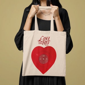 Canvas Tote Bag, Limited Edition Red Translucent Heart-Shaped, Lana del rey Love / Lust For Life, Norman Fucking Rockwell - Born To Die