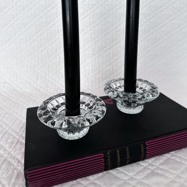 Crystal Candlestick Holders Glass Votive Holder Vintage Crystal Pillar Holder Tablescape Decor Wedding Table Holiday Decor Taper Holders