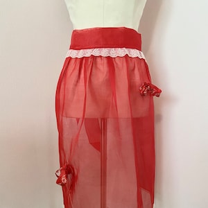 Christmas Apron Vintage Red Holiday Apron Hostess Half Apron Festive Partywear Linens Mid Century Kitchen Madmen Style