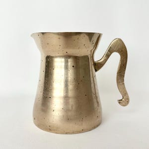 Pitcher Brass Pitcher Small Metal Jug Vintage Brass Handled Carafe Brass Vase Gold Patinaed Metal Serveware Small Gold Brass Metal Pitcher