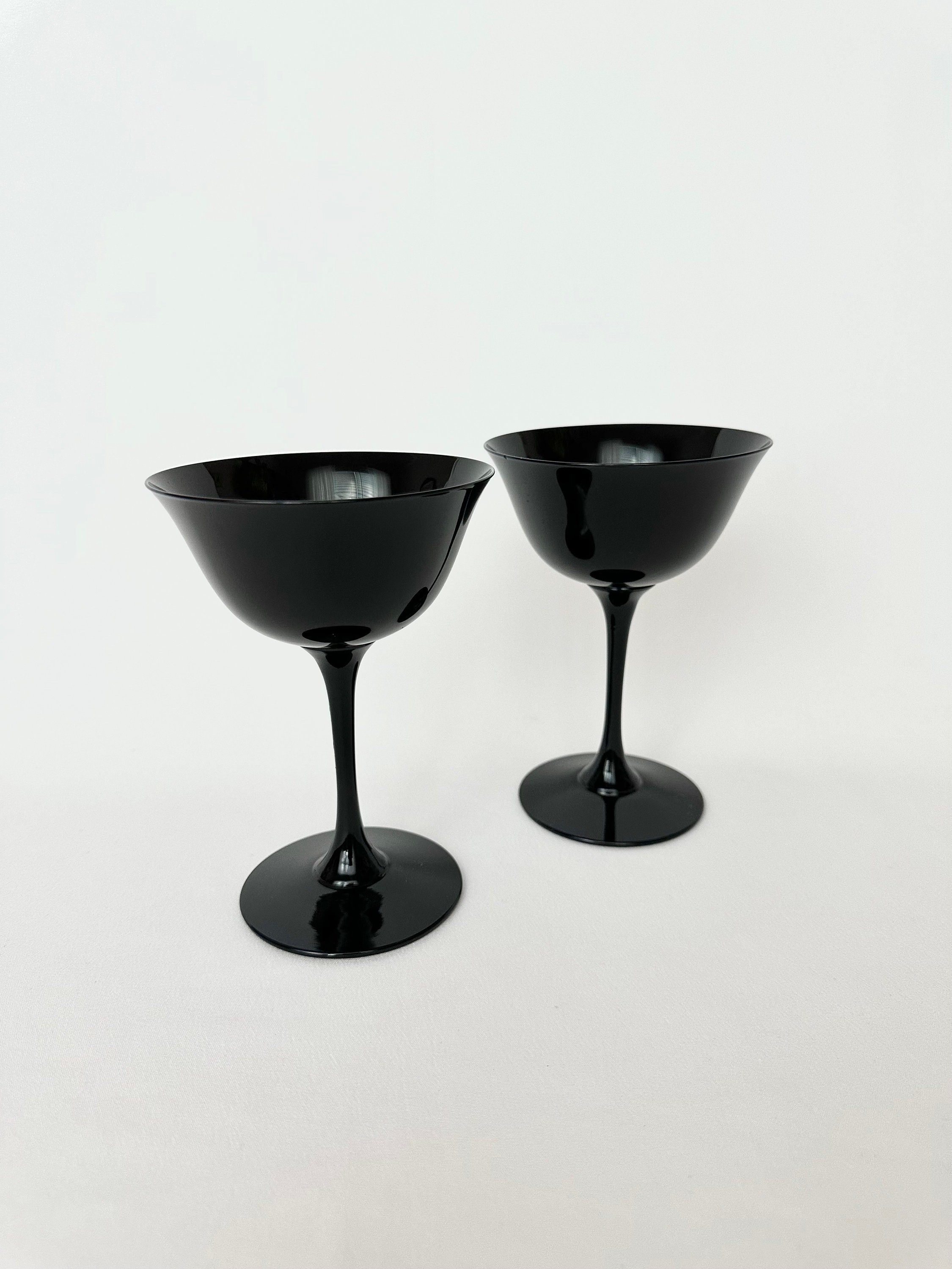 Assorted Vintage Black Stemmed Wine and Champagne Glasses Assorted Vintage Black Stemmed Wine and Champagne Glasses