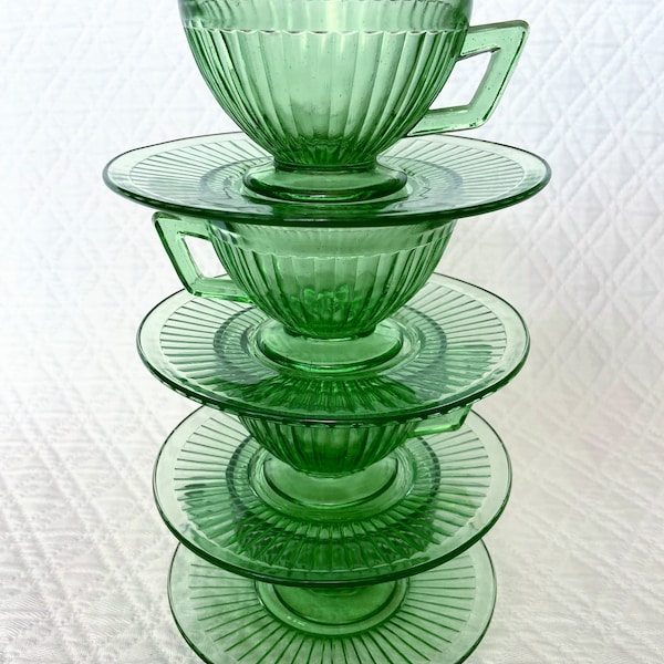 Green Glass Tea Set Etsy
