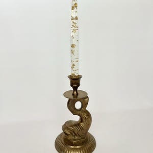 Brass Candlestick Holder Koi Fish Dolphin Asian Style Brass Candlestick Gold Taper Holder Grandmillennial Decor Chinoiserie Style Tablescape