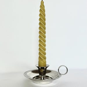 Silverplate Candleholder Silver Fingerloop Chamberstick Single Taper Holder Vintage Silver Short Candlestick Holder Silver Tablescape