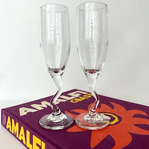 Flutes Champagne Glasses Crooked Stem Barware Modern Drinkware Toasting Flutes Wedding Toast Glassware Bridal Gift Glasses Mimosa Glasses