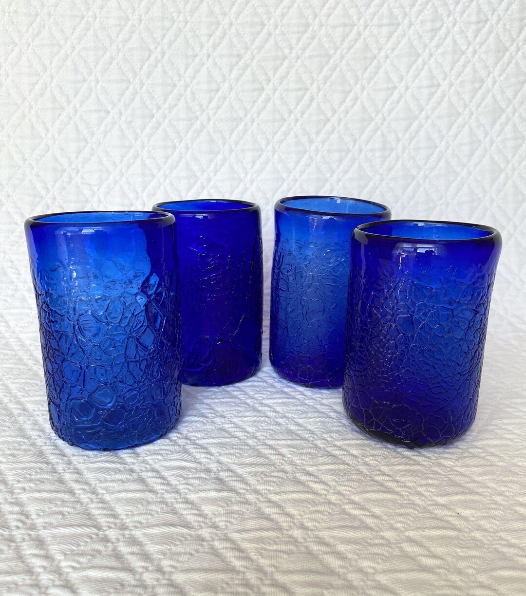 Blue Glass Tumblers Cobalt Glass Drinking Glasses Highballs Etsy