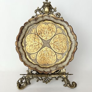 Tray Gilt Tray Gold Wood Serving Tray Italian Florentine Gold Painted Scalloped Tray Vanity Tray Decorative Platter Vintage Florentine Tray