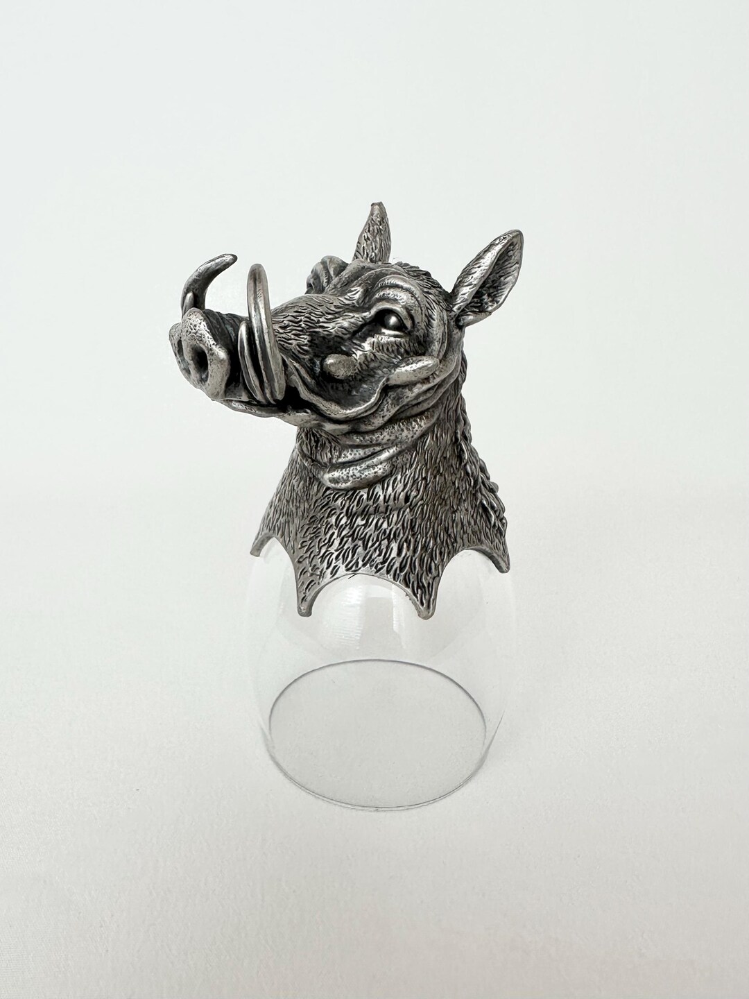 Vintage Pewter Boar Head Shot Glass - Razorback Barware, Wild Hog ...