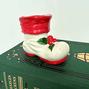 Santa Boot Decor Ceramic Santa Claus Boot Vintage Holt Howard Christmas Decor Holiday Planter Christmas Planter Santa Collectibles