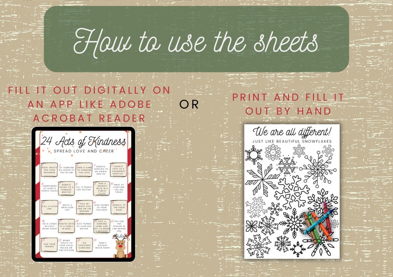 4-page Printable Christmas Pack, Coloring Pages, and Kindness Advent ...