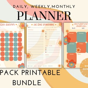 Groovy 70&#39;s Digital Download | Printable Planner Bundle | Digital Planner Bundle | Undated | Monthly, Weekly, Daily
