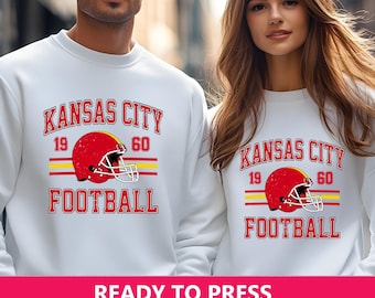 Kansas City Retro Style Iron On Transfer, Ready to Press Vintage Style Kansas City Football Decals, Fan Gift, DIY, Heat Press DTF Film