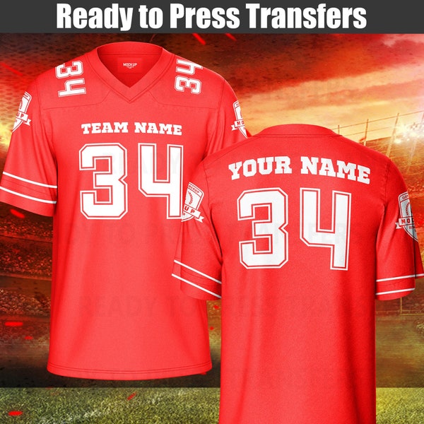 Football Jersey Name Iron On Heat Transfer, Football Varsity Name, Jersey Name, Number Iron On, Sports Number Ready to Press DTF Transfers