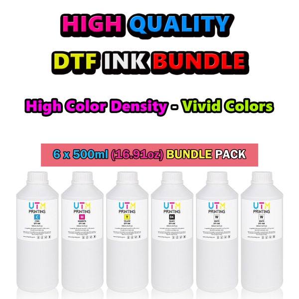 DTF ink Value Pack 6x500ml (16.91 oz) For Epson Based Printers | Epson XP-15000 | Epson ET-8550 | Epson L1800 | XP600 | i3200 and more...