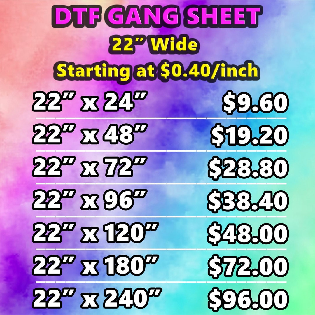 Custom Gang Sheet, Fullcolor DTF, Shirt Heat Transfer, Ready to Apply, Express DTF, Direct to