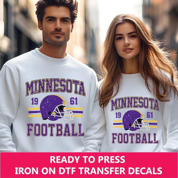 Minnesota Retro Style Iron On Transfer, Ready to Press Vintage Style Minnesota Football Decals, Fan Gift, DIY, Heat Press DTF Film