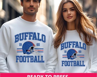 Buffalo Retro Style Iron On Transfer, Ready to Press Vintage Style Buffalo Football Decals, Fan Gift, DIY, Heat Press DTF Film