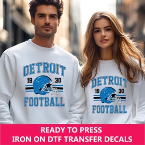 Detroit Retro Style Iron On Transfer, Ready to Press Vintage Style Detroit Football Decals, Fan Gift, DIY, Heat Press DTF Film