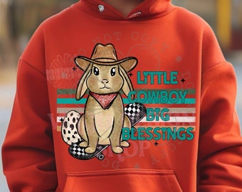 Cute Western Easter Png, Little Cowboy Big Blessings Png, Retro Easter Png, Boy Easter Png, Easter Bunny Png,Happy Easter Sublimation Design