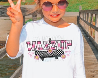 Retro Checkered Wazzup Png, Dziewczyna Mama Png, Dziewczyna Malucha Sublimacja Projekt Png, Retro Kid Cytat Png, Śmieszna Koszulka Malucha Png, Koszulka Dziecięca Png