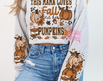 This Mama Loves Fall And Her Pumpkins Png, Fall Pumpkin Png, Mama Png, Preppy Whimsical Fall Png, Coquette Fall Autumn Png, Cozy Season Png,