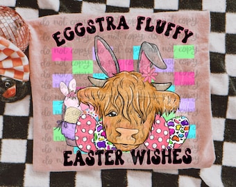 Png divertido de Pascua, Png de conejito de Pascua, Png de vaca de las tierras altas, Png de Pascua retro, Sublimación de Pascua, Png de Pascua para niños a juego, Png de Pascua para niños y niñas,
