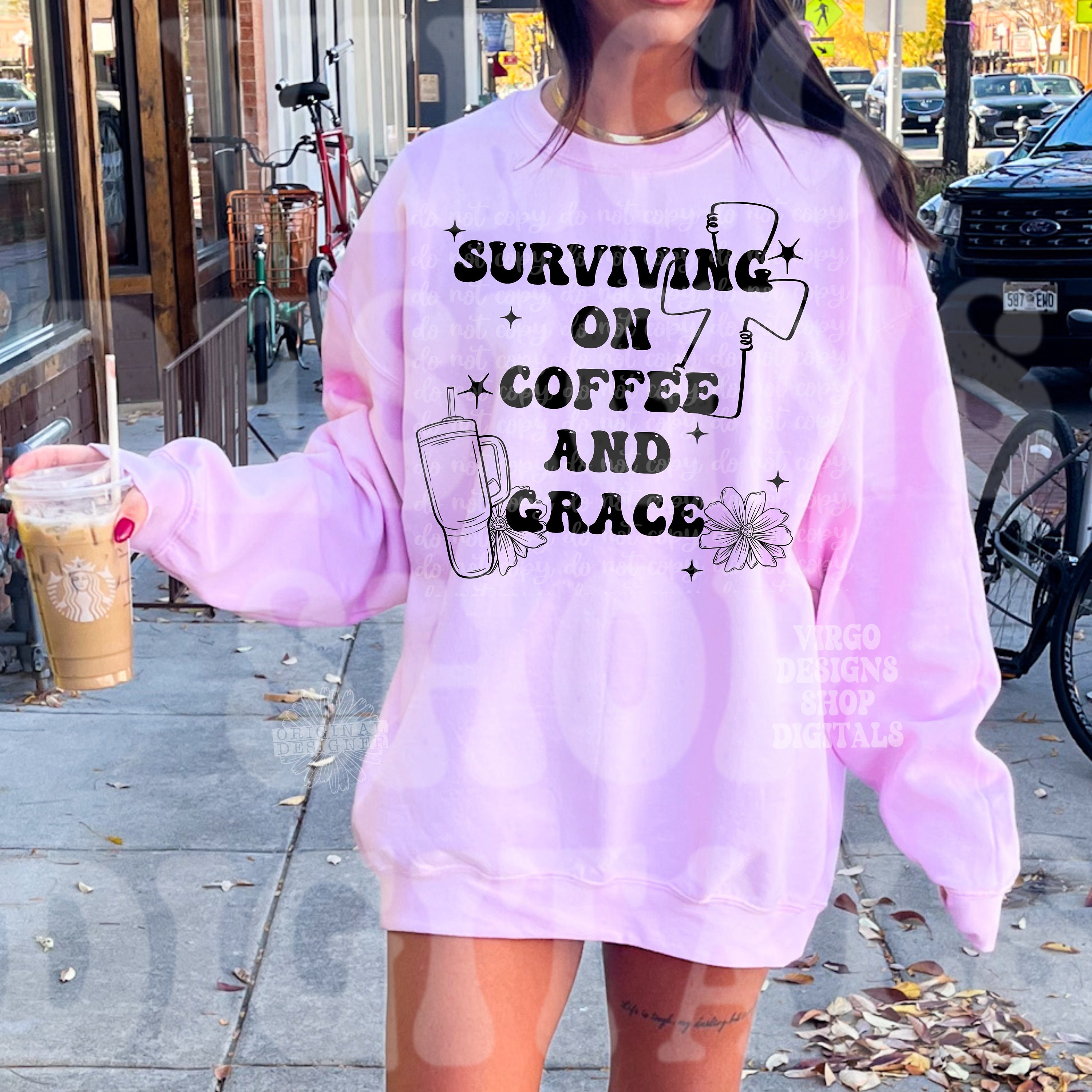 Surviving on Coffee and Grace Png, Faith Png Design, Mental Health Png ...