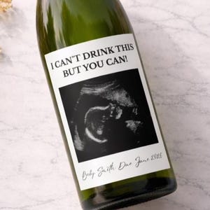 Pregnancy Announcement Wine Label Printable | Sonogram Photo Bottle Label | Baby Announcement Gift | Instant Download