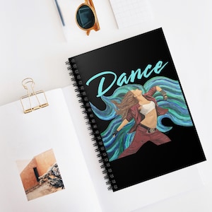 Dance-Inspired Spiral Notebook - Ruled Line, Motivational Journal, Gift for Dancers, Artistic Stationery, Dance Decor. Copyrighted Design.