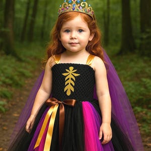 Anna Inspired Tutu Dress: Princess Costume with Tulle Cape & Crown