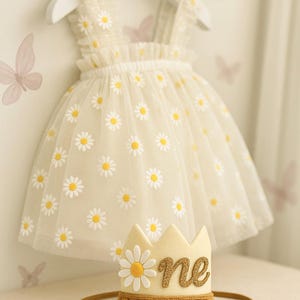 Daisy First Birthday Dress with Matching &quot;One&quot; Crown: Cake Smash Outfit