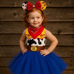 Jessie Cowgirl Tutu Dress: Western Birthday Costume with Bandana & Ears